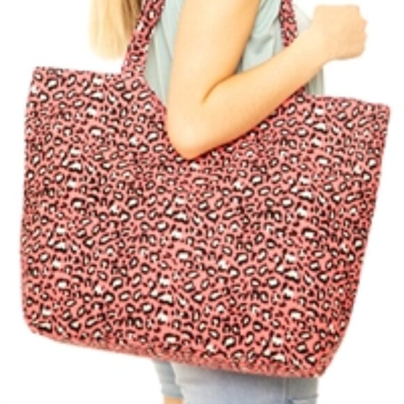 Leopard Print/ Animal Print / Pink/ Black/ White Tote Bag - XL - NWT - Picture 2 of 6